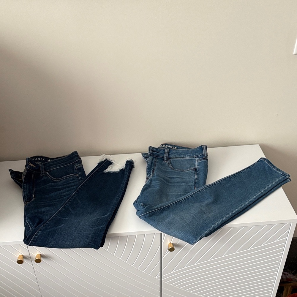 American Eagle Outfitters Women's Skinny Jeans Duo - Dark Indigo & Medium Blue
